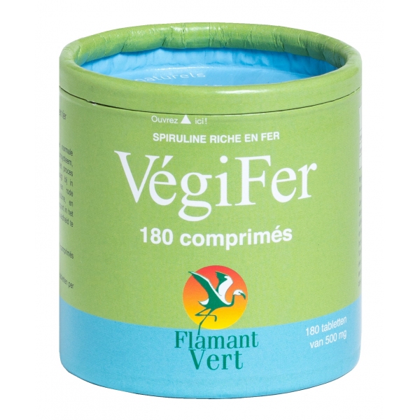 Phytothérapie Vegifer - Spiruline riche en fer - 180 comprimes - Flamant Vert