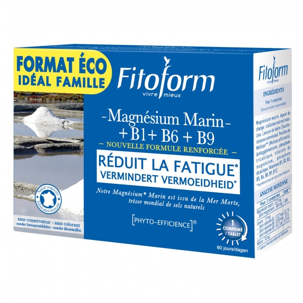 Phytothérapie Magnesium Marin B1 B6 B9 - 60 comprimes Fitoform